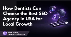 Dentist reviewing SEO performance and local rankings on laptop dashboard with insights from the Best SEO Agency in USA